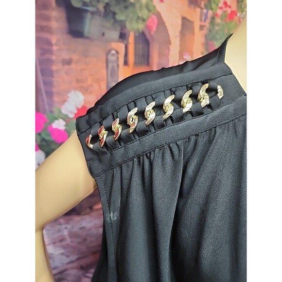 Carmen Marc Valvo Top 3X Womens Black Sleeveless Tunic With Chain Accents EUC - Picture 4 of 10